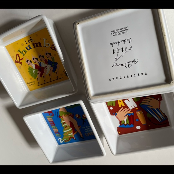 Vintage Set of 4 Latin dances Pottery Bran serving dishes Latin dances graphics. - Picture 7 of 13